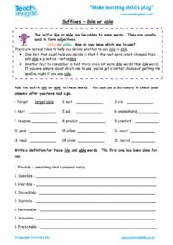 Worksheets for kids - suffixes-ible-or-able